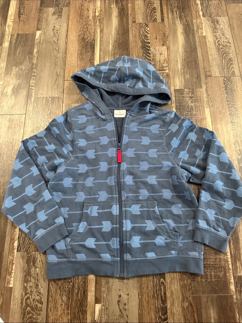 Hanna Andersson Blue Arrow Print Zip Hoodie